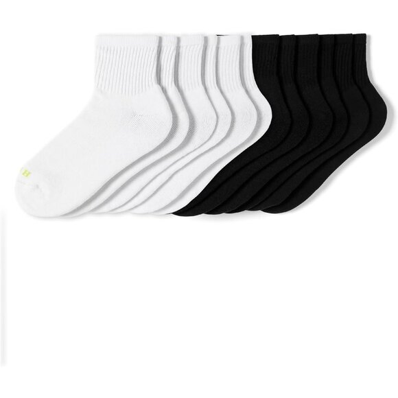 Women's Black and White 6 Pair Pack Winter Soft Warm Thick Cold Mini Crew Socks - Picture 2 of 7